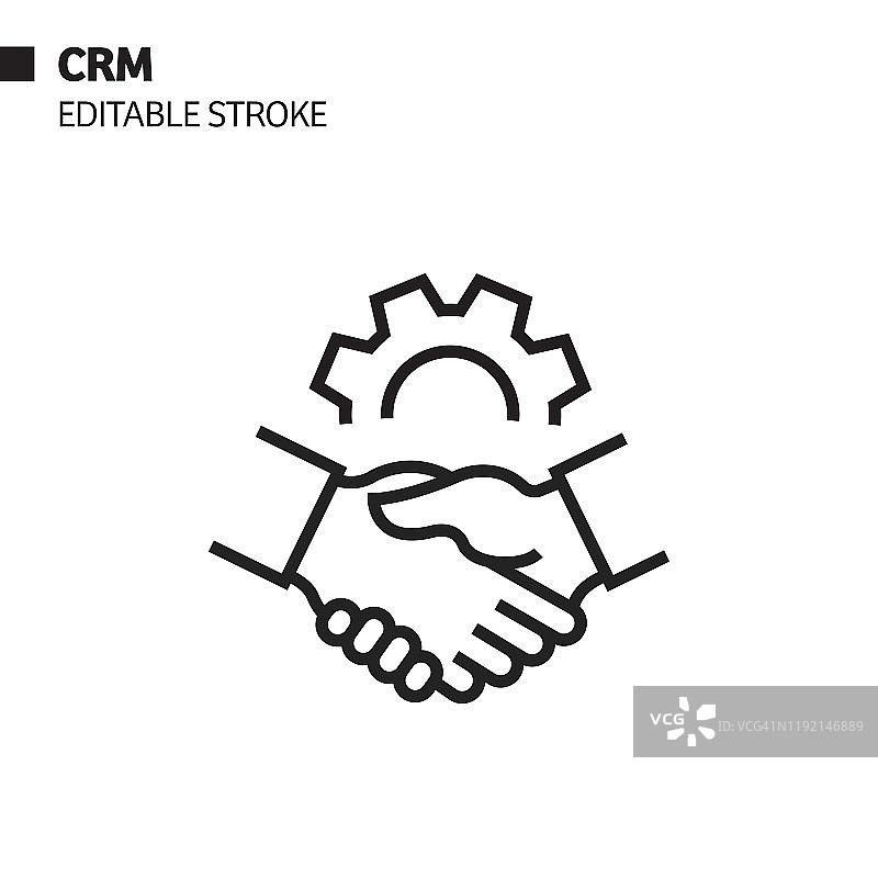 客户关系管理线性图标，轮廓矢量符号，可编辑描边图片素材