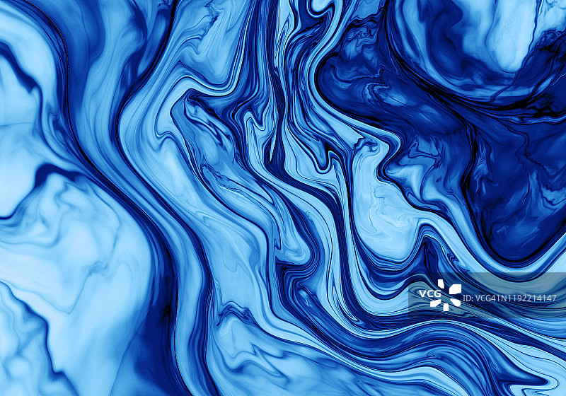 抽象经典蓝色大理石背景，流体绘画艺术，波浪壁纸，大理石纹理，蓝紫色线条，艺术时尚背景，图案抽象波浪纹理Ebru效果渐变图片素材