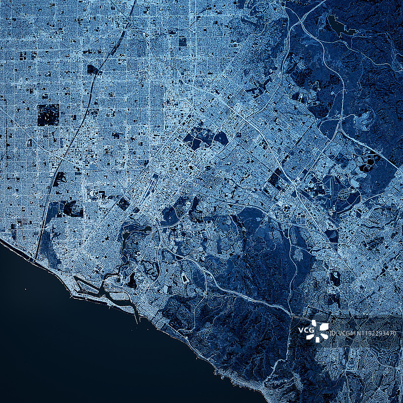 加利福尼亚州尔湾2019年10月蓝色俯视图3D渲染地图图片素材