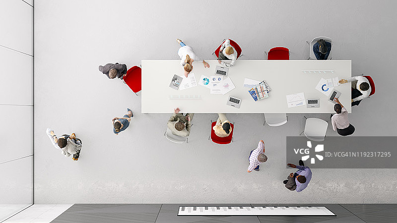 俯视角度：办公室里的人们图片素材