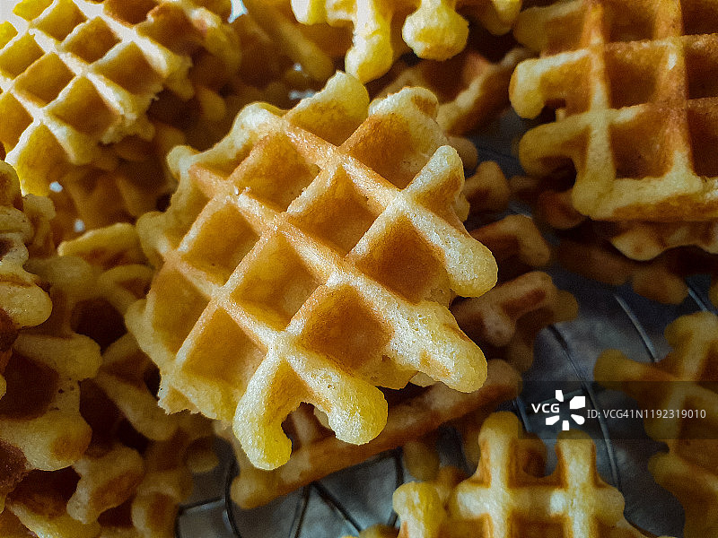 黄油华夫饼的特写图片素材