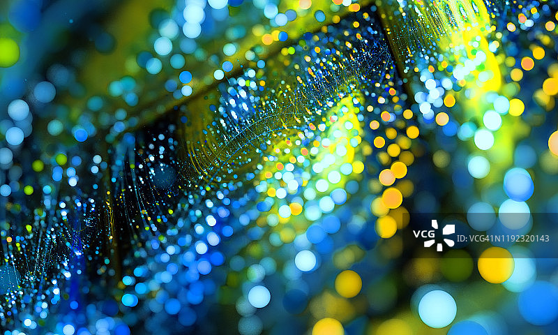 抽象霓虹多色光束散景绿黄色背景，动态光效图片素材