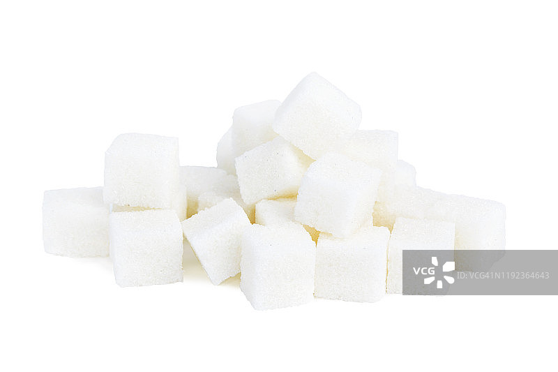 白色方糖，白色背景上隔离图片素材
