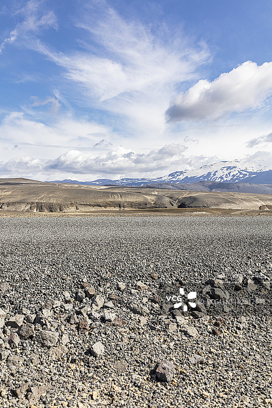 阳光明媚的夏日，冰岛26号铺砌公路，蓝天白云 - 汽车背板图片素材