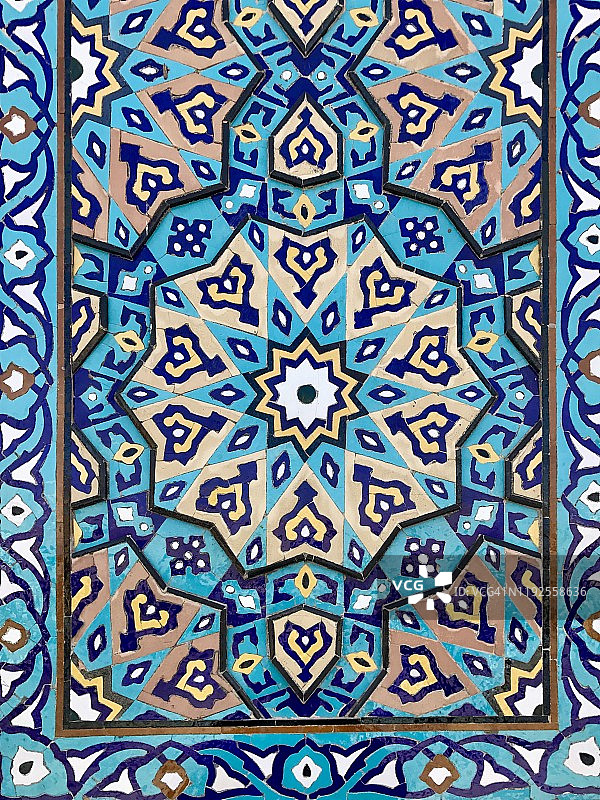 伊朗马什哈德伊玛目礼萨圣陵建筑瓷砖图片素材