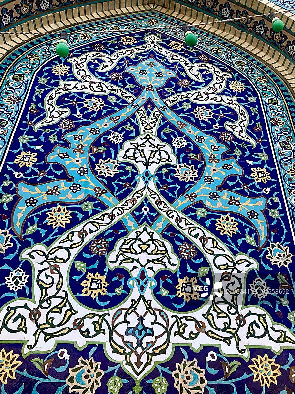 伊朗马什哈德伊玛目礼萨圣陵建筑瓷砖图片素材