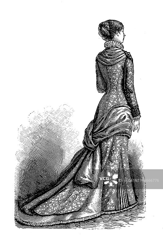 身着长裙的维多利亚时期时装女性图片素材