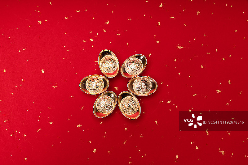 中国传统货币金元宝图片素材