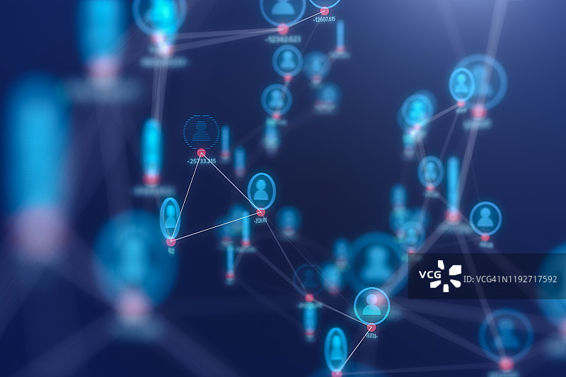 3D人物连接科技概念，未来抽象背景图片素材