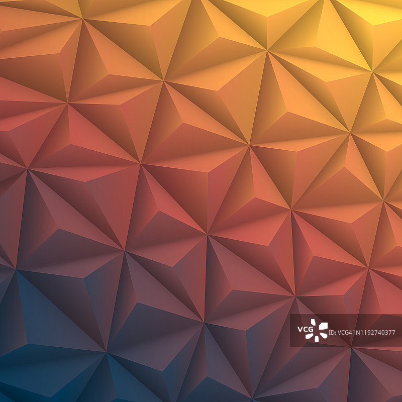 抽象几何纹理：Low Poly背景 - 多边形马赛克 - 橙色渐变图片素材