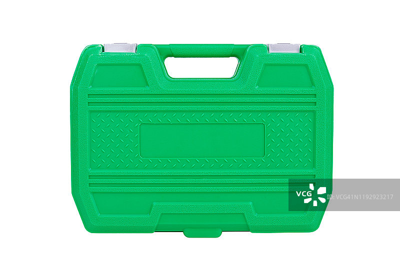白色背景上的绿色塑料外壳图片素材