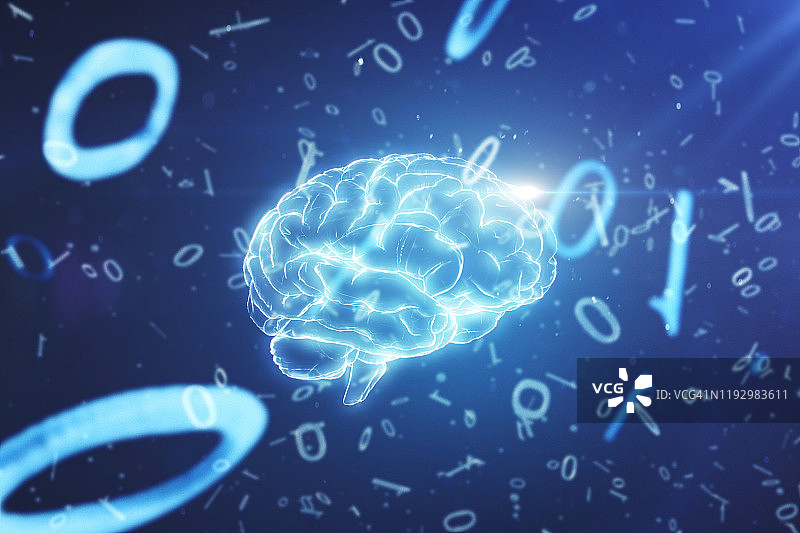 人工智能大脑与二进制数据图片素材