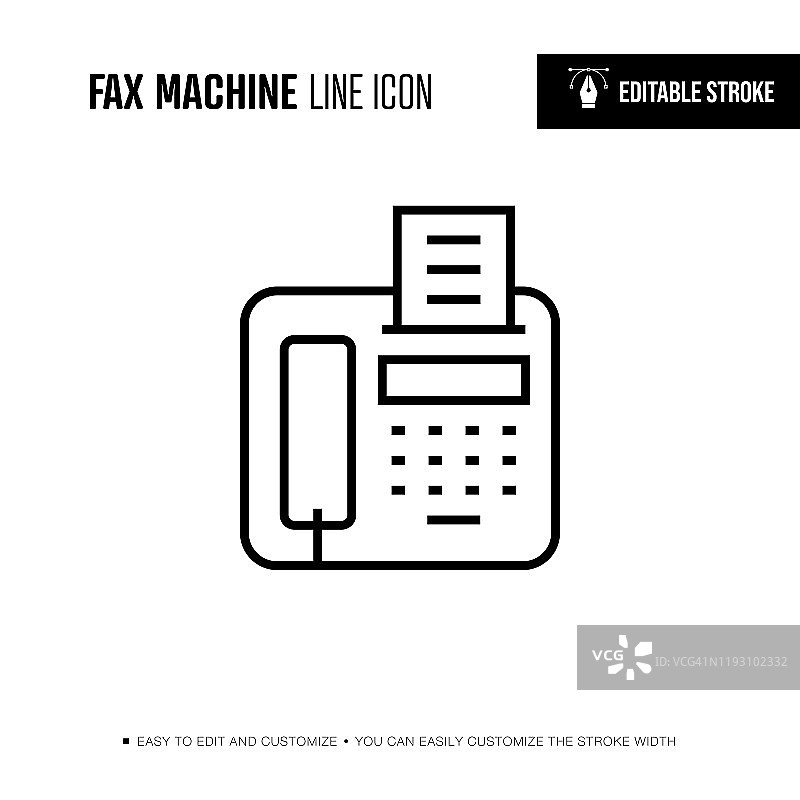 传真机线性图标 - 可编辑笔画图片素材