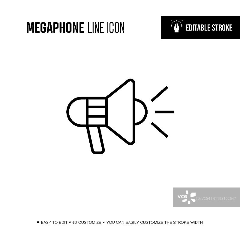 喇叭线性图标——可编辑描边图片素材