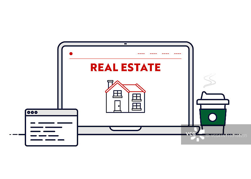 房地产矢量线条概念插画图片素材