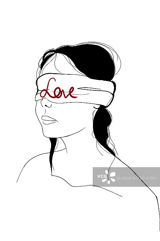 蒙眼女人概念图图片素材