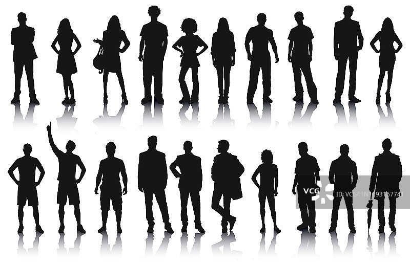 包含大量人群的独立轮廓剪影图片素材