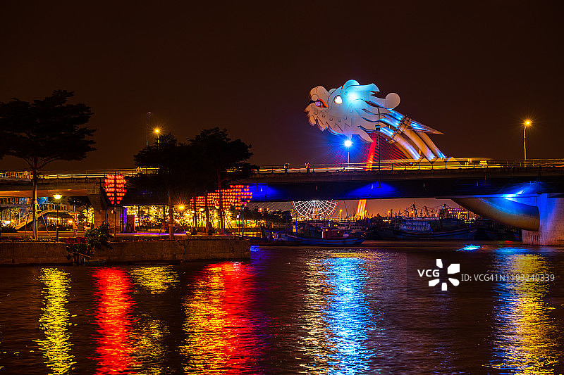 汉江大桥夜景与城市风光图片素材