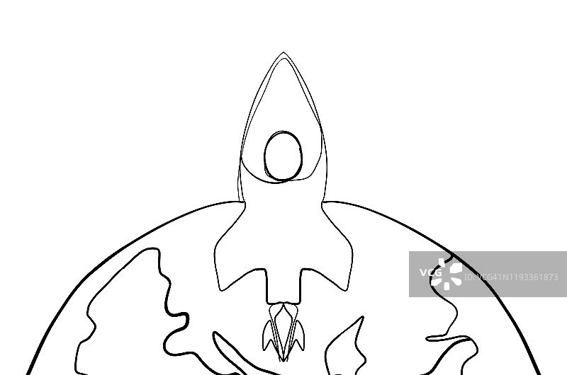 太空火箭的单线画图片素材