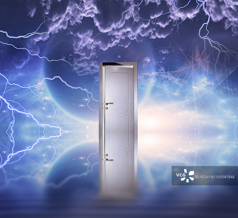 宇宙天空前的门，神秘星球图片素材