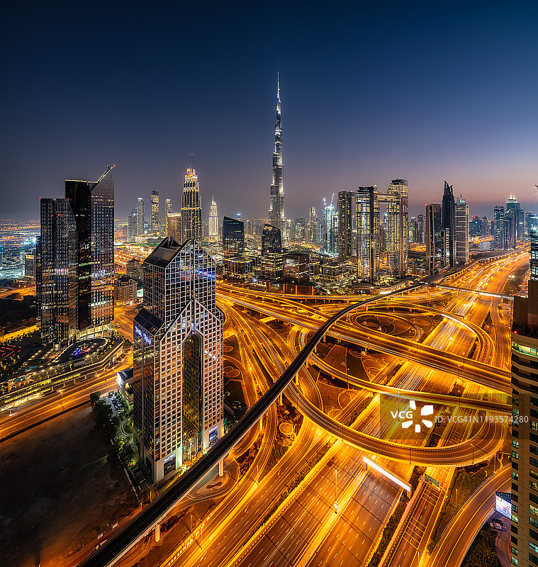 阿拉伯联合酋长国迪拜天际线图片素材