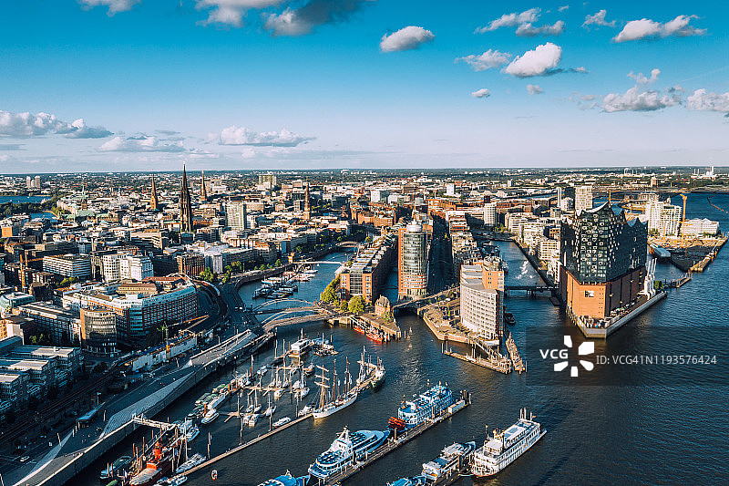 汉堡港口新城鸟瞰图片素材