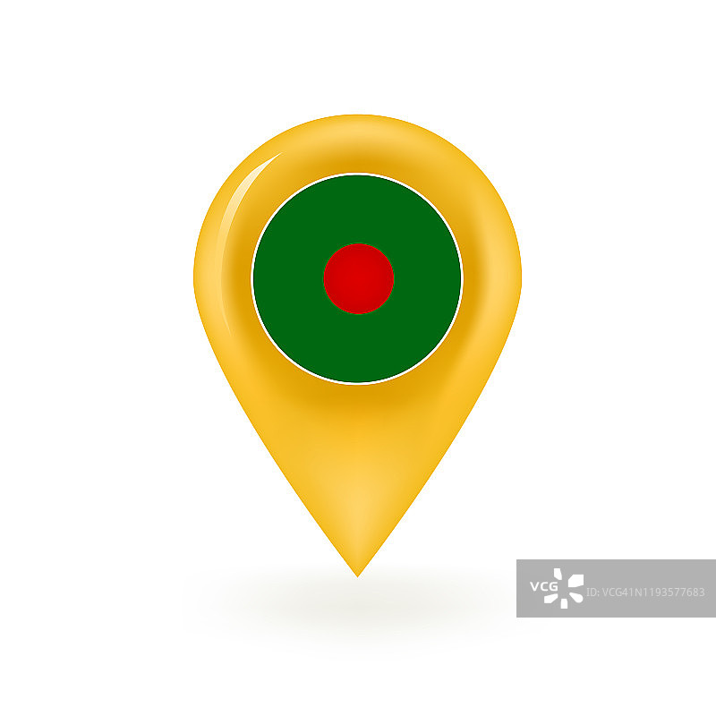 孟加拉国旗帜地图图钉图标图片素材