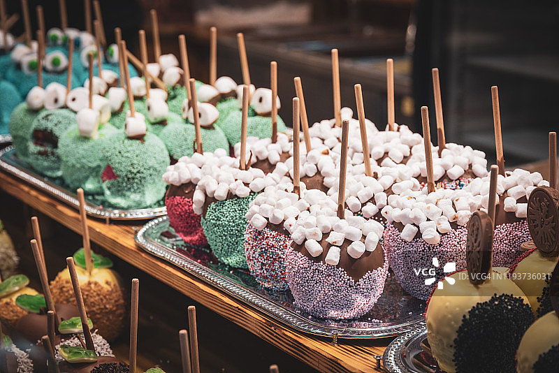 巧克力棉花糖苹果图片素材