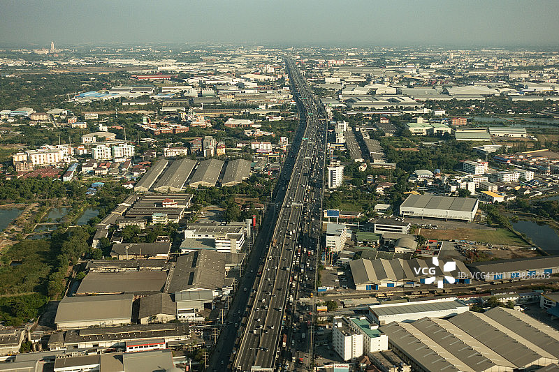 泰国北榄府城市高速公路鸟瞰图图片素材