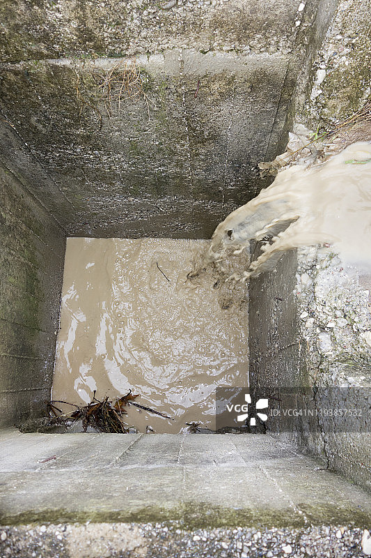 用于转移雨水的路边混凝土排水沟图片素材