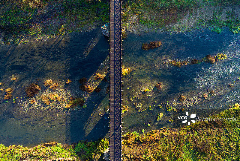 高视角下的河上桥梁图片素材