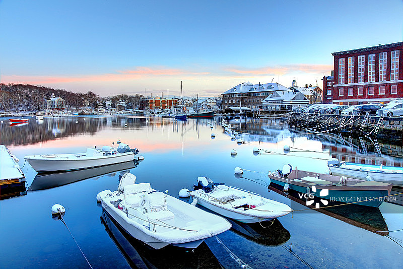 科德角伍兹霍尔的冬日风光图片素材