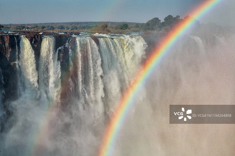 维多利亚瀑布特写与彩虹图片素材