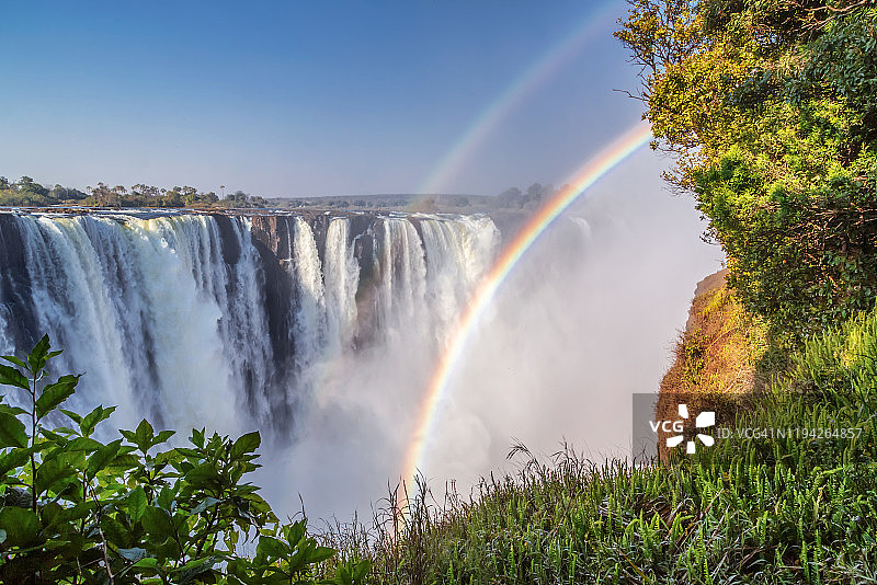 维多利亚瀑布与双彩虹图片素材