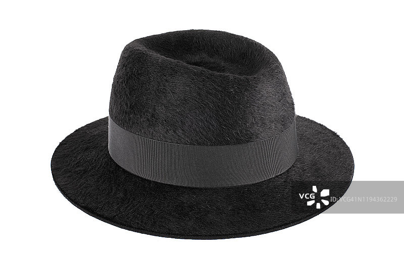 白色背景上深色奢华帽子特写图片素材
