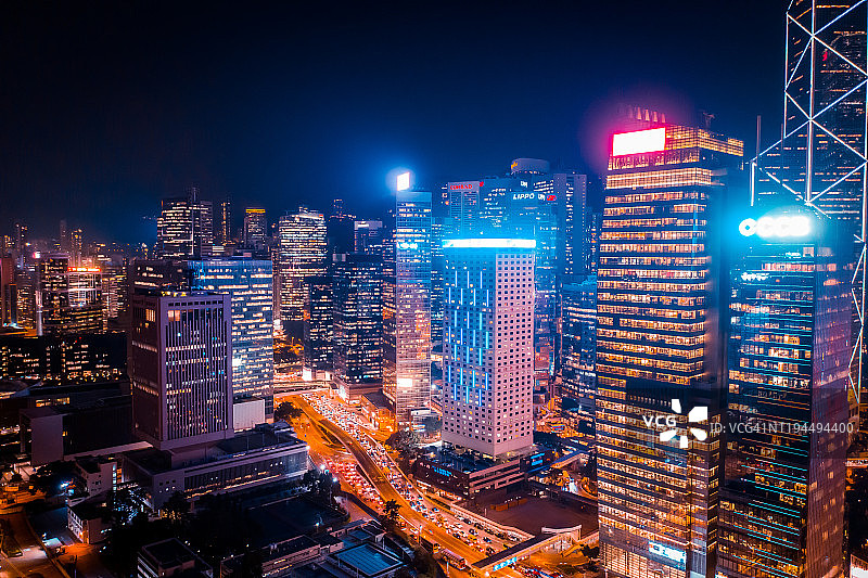 香港市中心夜景图片素材