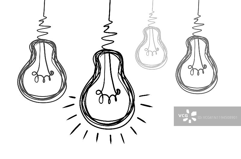 灯泡单线绘画图片素材