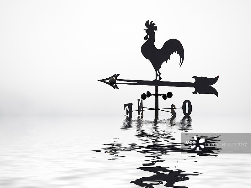 被雨水包围的金属风向标图片素材