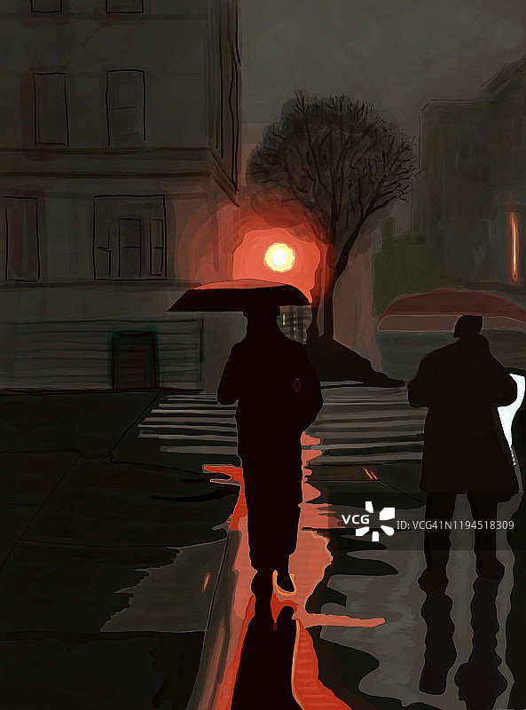 在雨夜中醒来图片素材