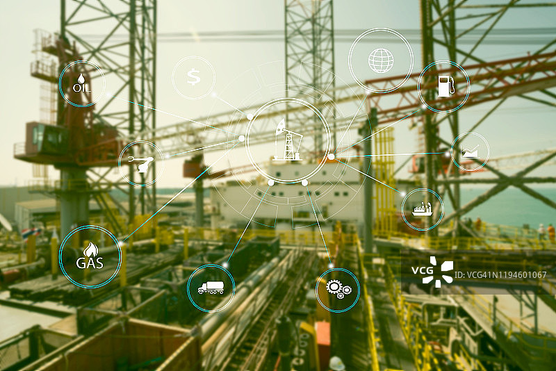 炼油厂工业4.0：网络物理系统图标图片素材