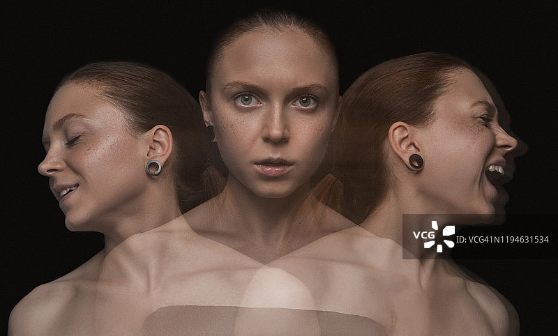 从快乐到悲伤，拥有各种情绪的女子图片素材