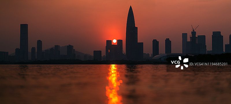 深圳湾的日落图片素材
