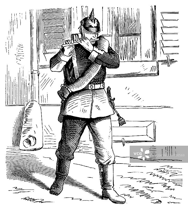 吹奏长笛的德国士兵图片素材