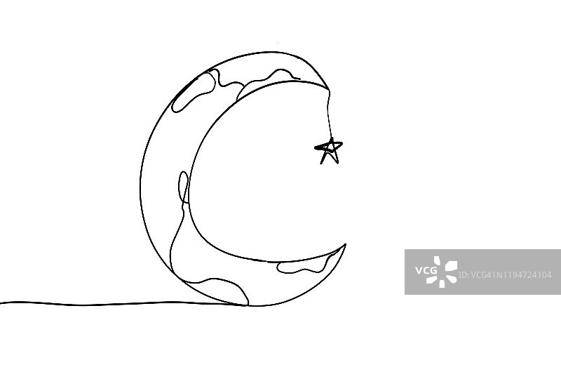 单线条行星绘画图片素材