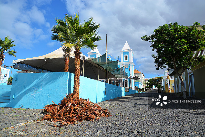 佛得角福戈圣菲利佩蓝色教堂图片素材