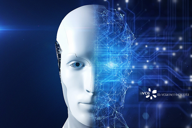 人工智能机器人半张脸图片素材