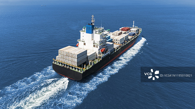 泰国码头进出口物流集装箱船航拍俯视图图片素材