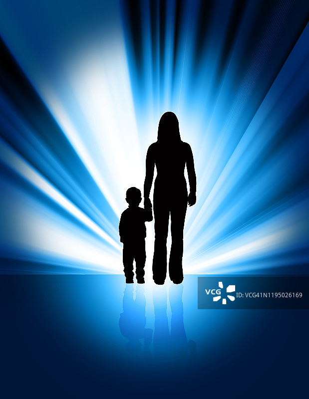 母亲和孩子的轮廓图片素材