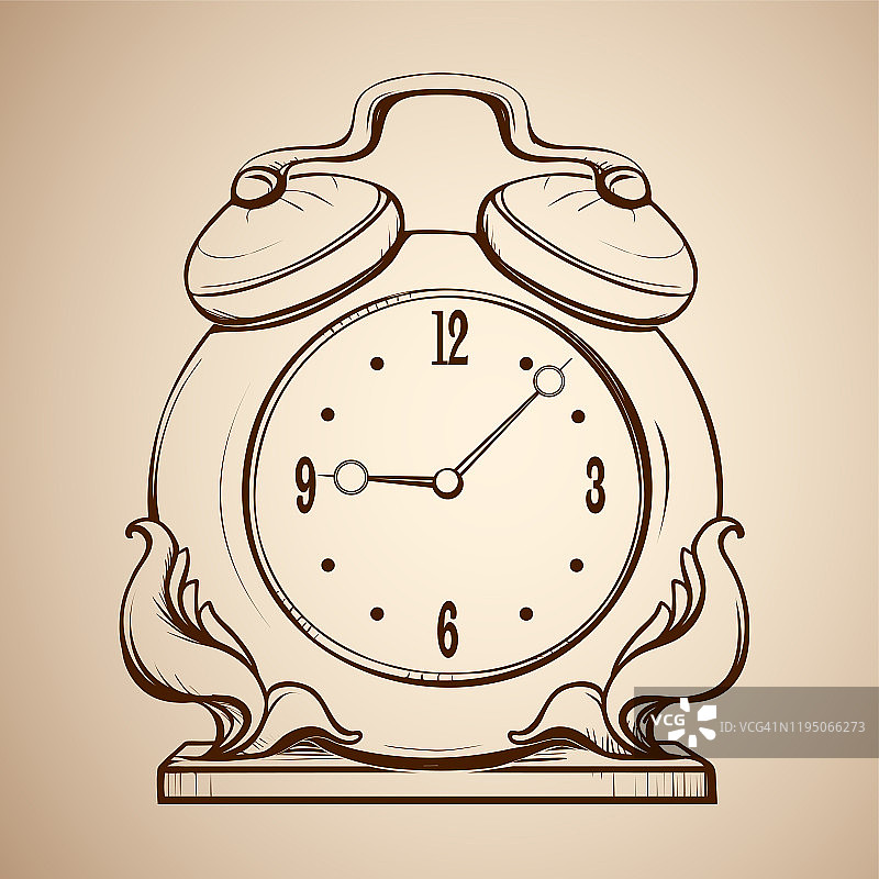 带有机械铃的复古桌面闹钟图片素材