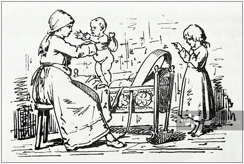 意大利阿尔卑斯山瓦尔塞西亚地区人物风貌：母亲和孩子们图片素材